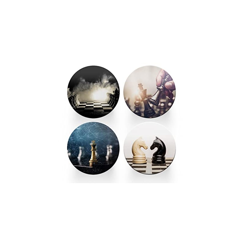 4 x Round Chess Coasters - Gaming Gamer Boys Men