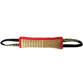 JINJULI Dog Training Bite Pillow Jute Bite Toy Dog Tug Toy Durable Dog Bite Sleeve Stick Training Equipment for K9 Puppy to Large Dogs Interactive Play (12" x 3.2") (Crimson/Black Rope)