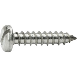 #8 x 3" Pan Head Sheet Metal Screws, Slotted Drive, Stainless Steel 18-8, Fully Threaded, Stainless Steel, Self-Tapping, Quantity 25