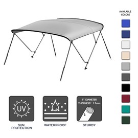 Leadpro 10 Optional Colors 13 Different Sizes 3-4 Bow Bimini Top Boat Cover (Light Grey, 3 Bow 6'L x 46" H x 79"-84" W)