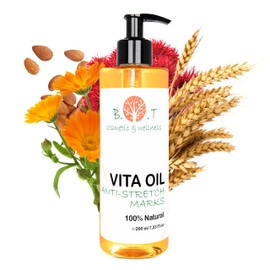 Vita Oil Anti-Stretch Marks: Pregnancy Stripes, Body Firming Oil, Tackles Skin Sagging by 87%, Enhances Skin Appearance, Elasticity Booster (Almonds, Vitamins A & E) - 200 ml