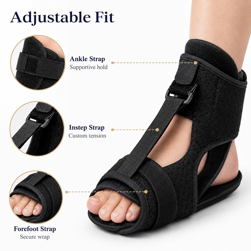 Adjustable Plantar Fasciitis Night Splint, Soft Foot Stretching Support Brace