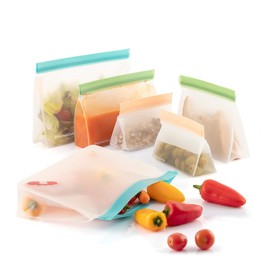InnovaGoods® Set of Reusable Zags Seal Bags (6 Pack) Practical and Sustainable Food Storage with Sealed Bags in Various Sizes, Ideal for Home Use