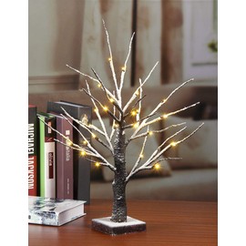 LIGHTSHARE Lighted Snow Dusted Bonsai Tree with 24 LED Lights