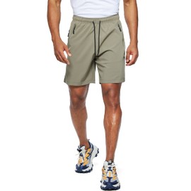Viodia Pantalones cortos cargo de senderismo para hombre, elásticos, de secado rápido, ligeros, para hombre, pantalones cortos deportivos de pesca con bolsillos, verde grisáceo , 3X-Large