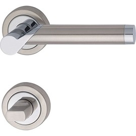 Marchesi Odin door lock set with deadbolt lock in rosary style made from chrome-plated brass and stainless steel, 1900.16W.219.M