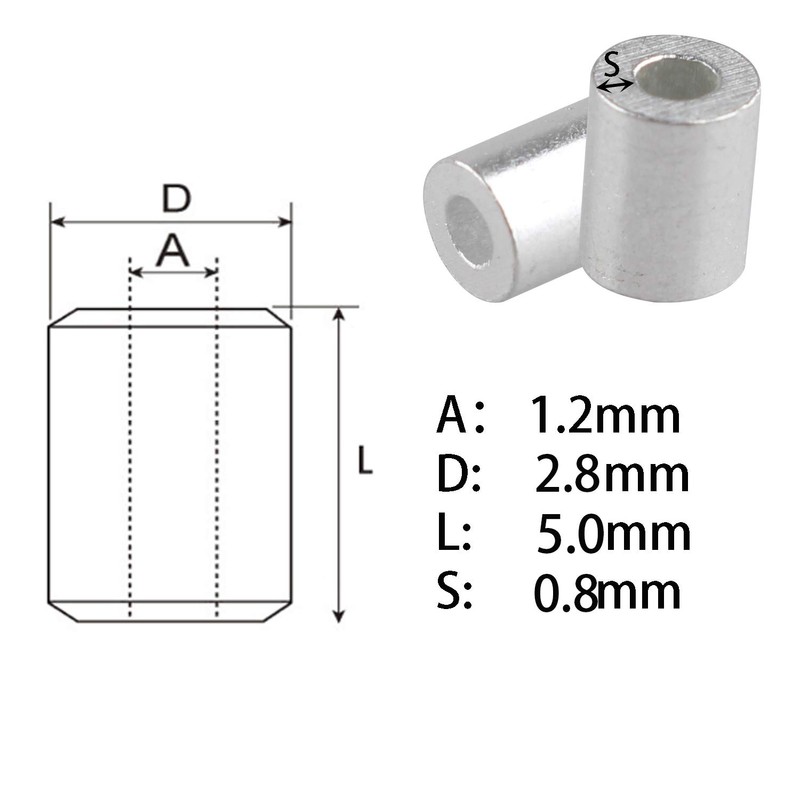Futheda 100 pcs Aluminum Crimping Loop Sleeve Clips with Round
