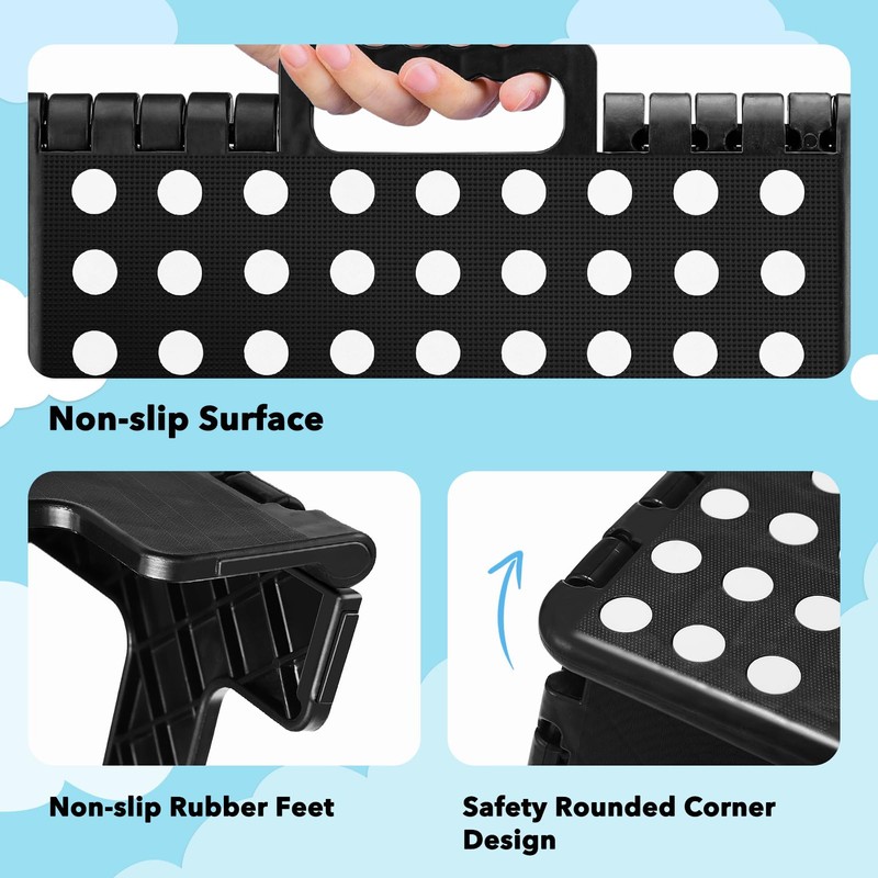 ACKO Folding Step Stool 9 Inch Step Stool 300 lb