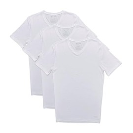 Tommy John Men's Second Skin Modal V-Neck Stay Tucked Undershirt 3-Pack, White