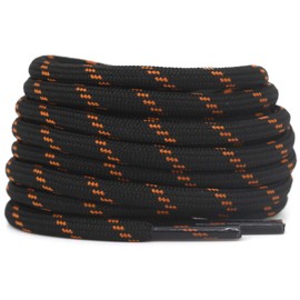 DELELE 2 Pair Thick Round Climbing Shoelaces Black Orange Dots Hiking Shoe Laces Boot Laces 49.20 inch