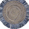Homeroots 4' Blue And Beige Hand Woven Round Rug