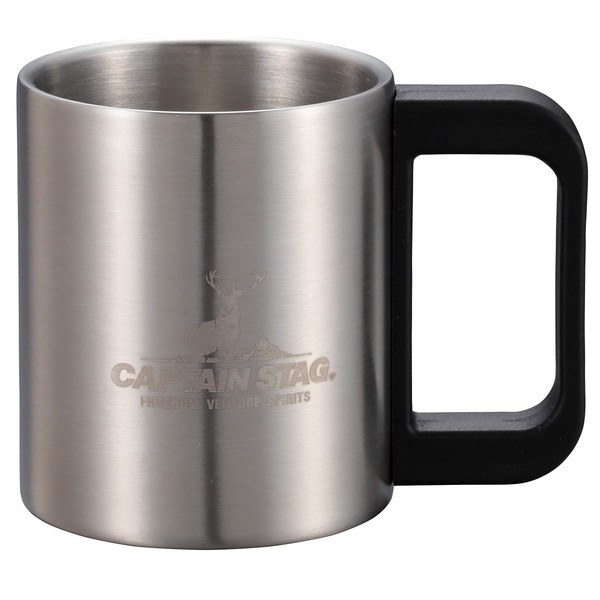 Captain Stag UH-2011 Outdoor Cup, Mug, Cup, Tumbler, 8.5 fl oz (250 ml), Double Stainless Steel, Hollow Double Wall Construction, Stainless Steel, Freedom