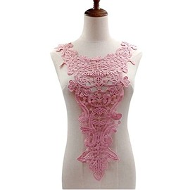 1 collar de encaje soluble en agua de poliéster bordado de seda en el pecho de encaje tridimensional cuello hueco collar falso (color pasta de frijol)