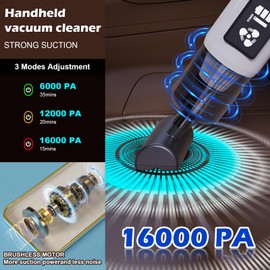 Handheld Vacuum Cordless Rechargeable, 15KPa Strong Suction Portable Car Vacuum Cleaner, Ultra-Quiet 75dB Mini Vacuum with 21min Runtime, Lightweight 1.25lbs for Car, Pet Hair & Home Cleaning