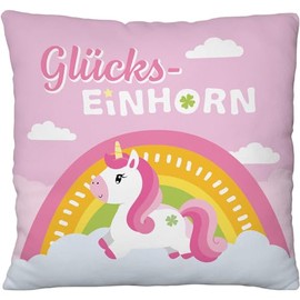 GRUSS & CO Plush Cushion with Unicorn Motif, Decorative Cushion, 25 cm x 25 cm, 100% Polyester, Gift, Silvster, Christmas, Decorative Items, 70242