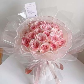 4 Yard 28cm Pearl Edge Floral Packaging Paper,Flower Wrapping Mesh Paper,Flower Gift Packaging Paper,Ruffle Yarn Floral Wrapping Mesh,for Wedding,Birthday,Valentine's Day Florist Supply (Pink)