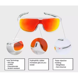 Gaiterrilla Sunset Revo, weightless running sunglasses, anti-fog, REVO coated lens, nonslip