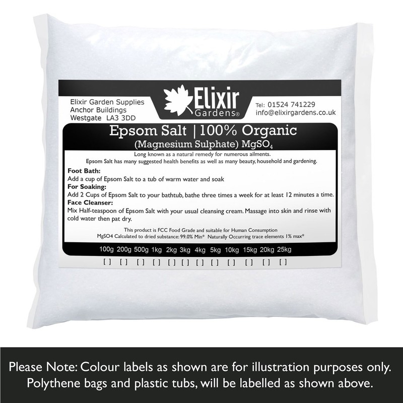 Elixir Gardens 300g Epsom Salt Bath 100% Organic FFC Food