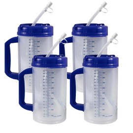 Vakly Hospital Carafe Insulated Double-Walled Water Tracking Thermos – 32 oz capacity Hot and Cold Refillable Water Bottle – With Flexible Straw and Pouring/Sipping Spout (4)