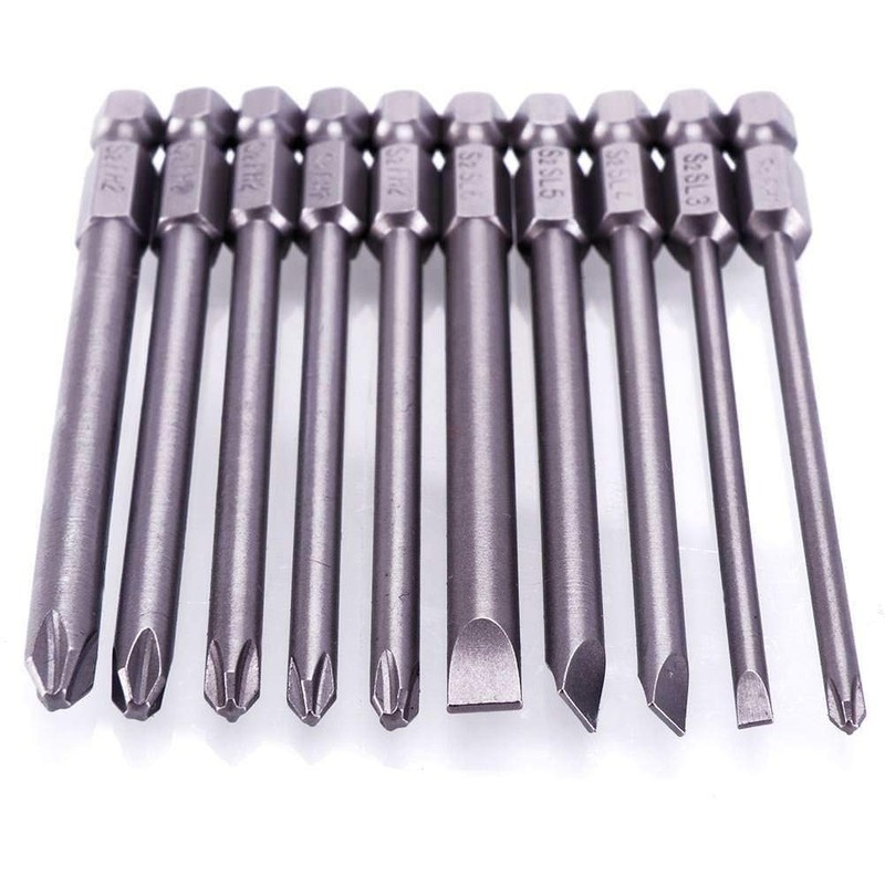 Rocaris 10pcs 1/4 Inch Hex Shank Long Magnetic Screwdriver Bits