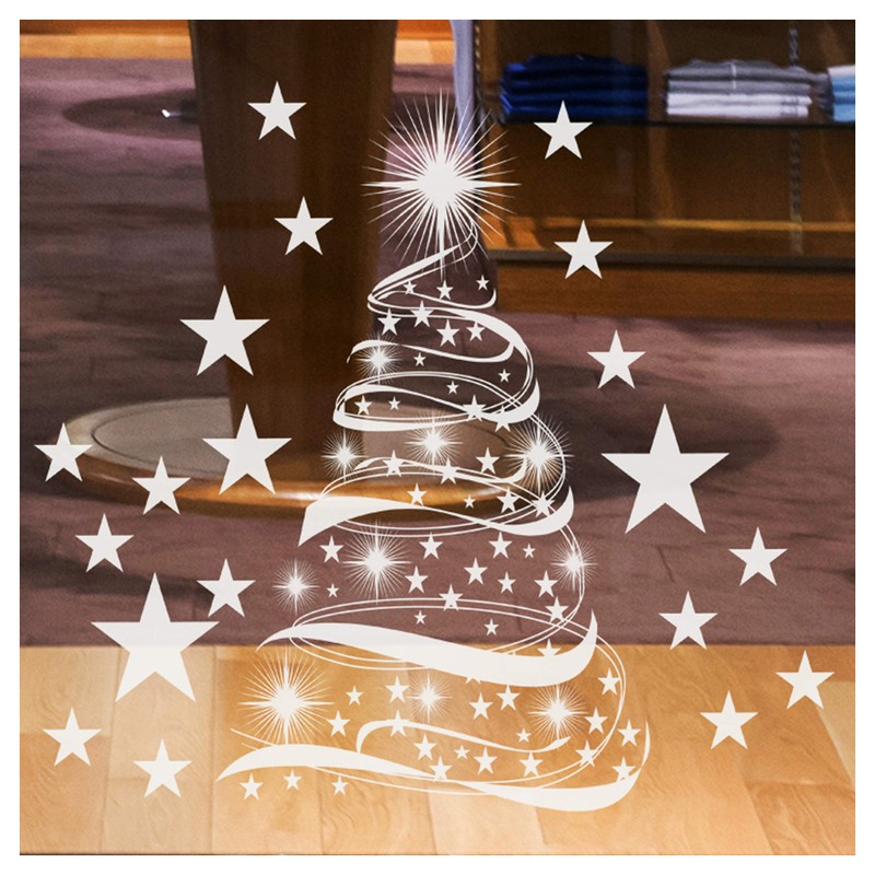 Christmas Windows Stickers - Christmas Star Tree with Xmas Stars