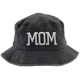 Himozoo Mom Sun Hats,Mom Birthday Gifts from Daughter Son,Funny Embroidered MOM Bucket Cap (Black Mom-Sun hat)