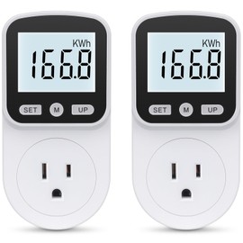 2 Pack Watt Meter Power Meter Plug Home Energy Monitor Electricity Usage Monitor, Electrical Usage Monitor, Energy Voltage Amps Meter Tester with Backlight, Overload Protection, 8 Display Modes