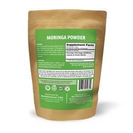 Herbsforever Moringa Oleifera Leaf & Drum Stick Powder| Supergreen Food for Drinks, Tea, Smoothies & Recipes| Antioxidants & Rich Vitamins |India Organic Grown -Non GMO | Ultra Clean| 230gm-1/2LBS