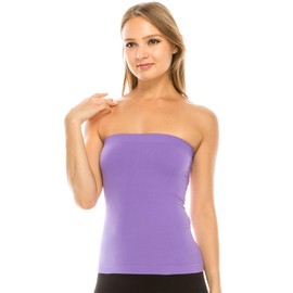 Kurve Medium Length Tube Top with Built-in Shelf Bra, UV Protective Fabric UPF 50+ (Made with Love in The USA), Lavender, Medium-Large