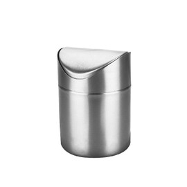 ETRAVEL Mini Desk Bin with Lid, Brushed Stainless Steel Swing Container, Coffee Pods, Tea Bags, 12x12x16.5cm, 1.5L