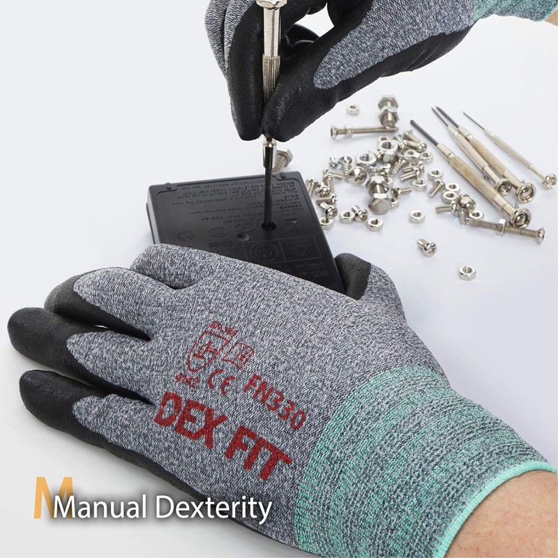 DEX FIT Work Gloves FN330, 3D Comfort Stretch Fit, Power