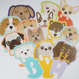 AIBAOBAO Dog Birthday Decoration, Pack of 13 Cute Cartoon Dog Birthday Banners for Pet Theme Birthday Party, Children's Birthday Party, Layout of the Background Wall Scene, Drawing Flags