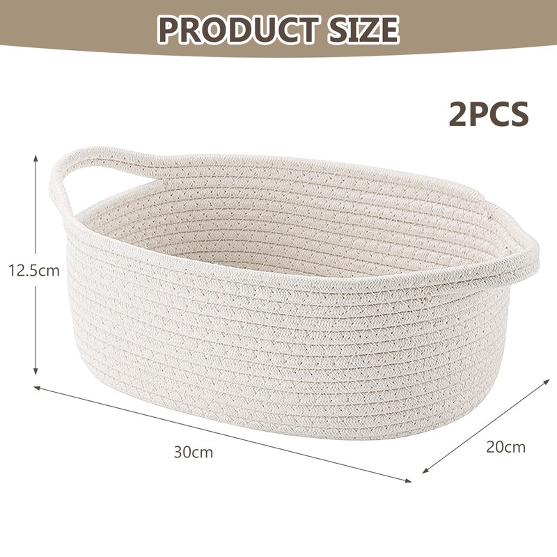 Storage Basket, Gift Basket, Empty Cotton Rope with Handles, Braided