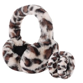 Yuoahcn Women Winter Ear Muffs Faux Fur Warm Earmuffs Lady Girls Plush Ear Warmers Outdoor Ear Covers Headband (Leopard white)