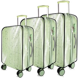 Pack of 3 Transparent Luggage Covers PVC Suitcase Protective Cover, White, Transparent colour