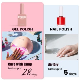 Rosiour TPO and Hema Free Pink Nude Gel Nail Polish- 18ml Hypoallergenic Non Toxic Nude Pink Nail Polish Gel, Long Lasting Soak Off UV Nail Polish for Manicure Nail Design Salon Home DIY