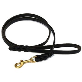 Ray Allen Mfg Signature K9 Braided Leather Leash, 4-Feet x 1/2-Inch, Black