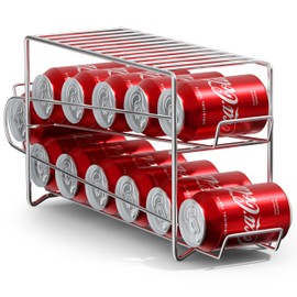 Sorbus Soda Can Rack Beverage Dispenser (1 Pack, Silver) – Holds 12 Standard 12oz Cans – Soda Can Organizer for Refrigerator, Pantry, or Countertop