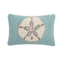 Peking Handicraft Nautical Beach Sand Dollar Hooked Pillow - 8" x 12"