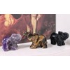 ZHIYUXI 3Pcs Amethyst Tiger Eye Obisdian Elephant Crystal Statues Healing