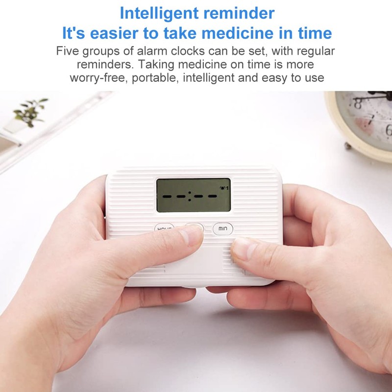 BSTCAR Medication Alarm Clock, 6 Compartments, Mini Portable Electronic Tablet