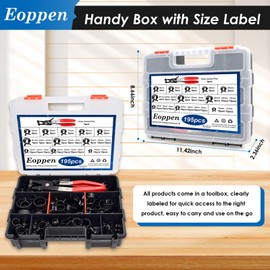 Eoppen 195Pcs 6-38mm Spring Hose Clamps Assortment Kit with Swivel Flat Band Fuel Hose Clamp Plier - 23 Sizes Fuel Line Silicone Vacuum Hose Low Pressure Air Clamps