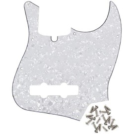 Jazz Bass Pickguard 10 Hole Guitar Pickguard for 4 Strings USA/Mexican Standard Jazz Bass Modern Style, White Pearl