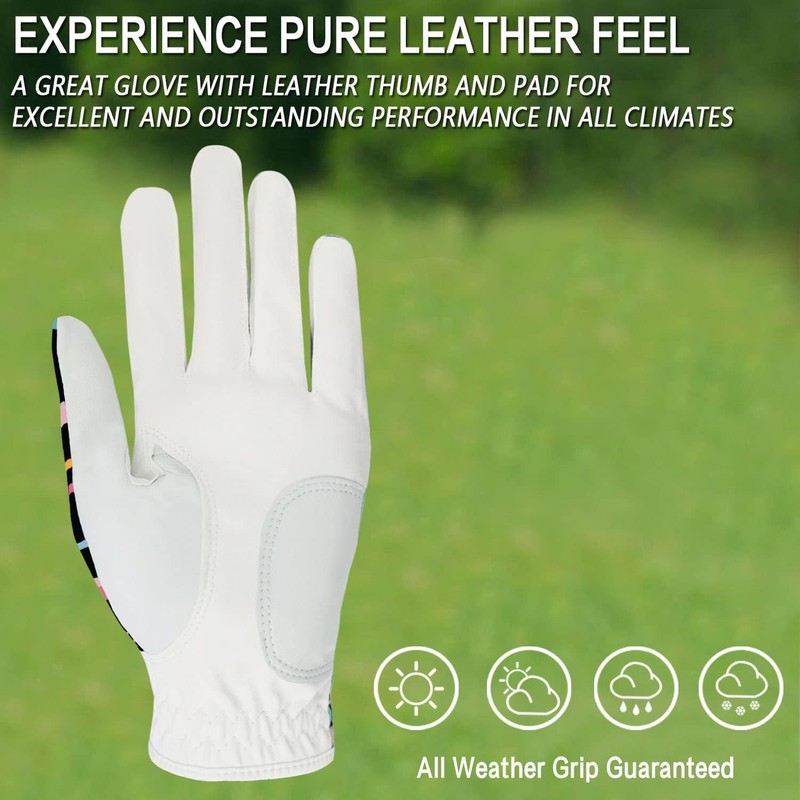 Golf Gloves Women 2 Pack Left Right Hand with Ball
