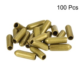 sourcing map 100pcs Round Rubber End Caps 9/64"(3.5mm) Gold Vinyl Cover Screw Thread Protectors
