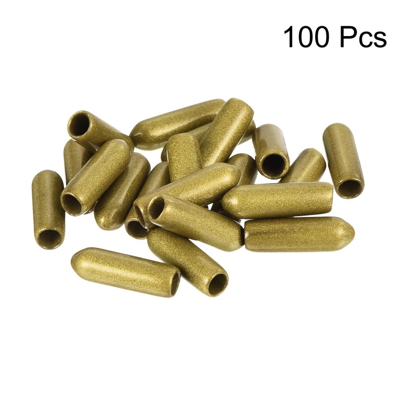 sourcing map 100pcs Round Rubber End Caps 9/64"(3.5mm) Gold Vinyl