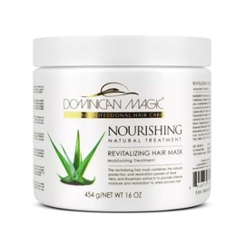 DOMINICAN MAGIC Nourishing Revitalizing Hair Mask with Aloe Vera, Hair Treatment, Deep Repair & Revitalize for Dry, Damaged Hair, All Hair Types, 16oz