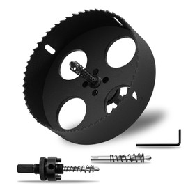 7.2" 丨185mm Hole Saws with Heavy Duty Arbor HSS Bi-Metal Hole Cutter Drill Bit for Wood Cornhole Boards Plastic Drywall Metal Fiberboard(Black)