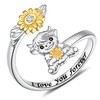 ACJFA 925 Sterling Silver Adjustable Highland Cow Ring Mothers Gifts