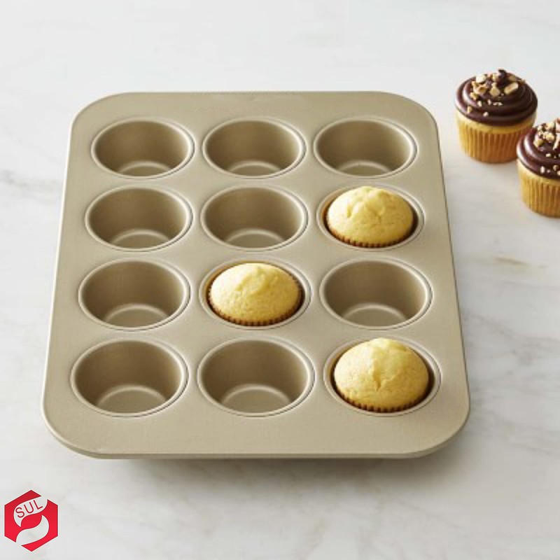 SUL Large 12Cup Muffin Pan, Non-Stick Cupcake Tin, Baking Mould